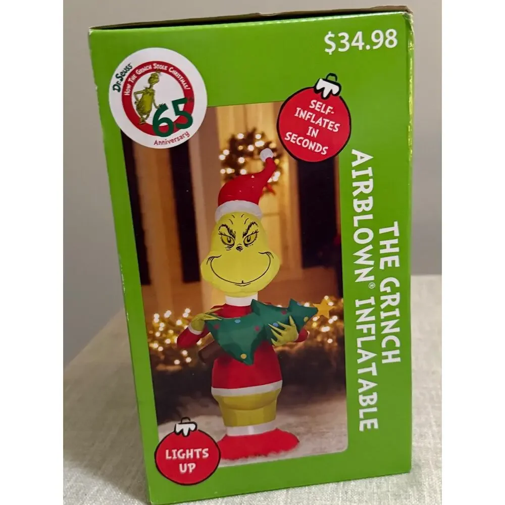🎄 Dr. Seuss The Grinch Airblown Inflatable 5.5 Ft Christmas Yard Decor NEW
